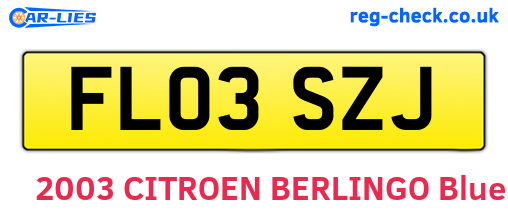 FL03SZJ are the vehicle registration plates.