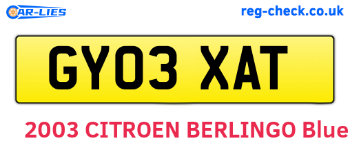 GY03XAT are the vehicle registration plates.