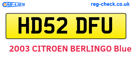 HD52DFU are the vehicle registration plates.