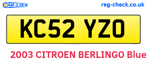 KC52YZO are the vehicle registration plates.