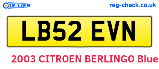 LB52EVN are the vehicle registration plates.