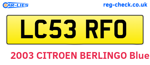 LC53RFO are the vehicle registration plates.