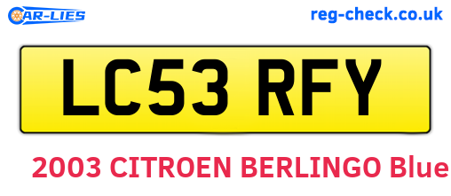 LC53RFY are the vehicle registration plates.