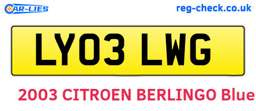 LY03LWG are the vehicle registration plates.