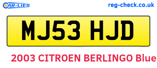 MJ53HJD are the vehicle registration plates.