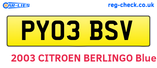 PY03BSV are the vehicle registration plates.