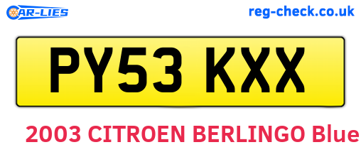 PY53KXX are the vehicle registration plates.