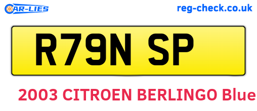 R79NSP are the vehicle registration plates.