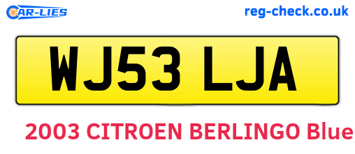 WJ53LJA are the vehicle registration plates.