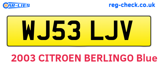 WJ53LJV are the vehicle registration plates.