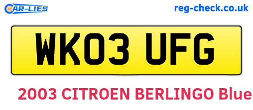 WK03UFG are the vehicle registration plates.