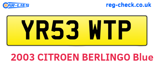 YR53WTP are the vehicle registration plates.