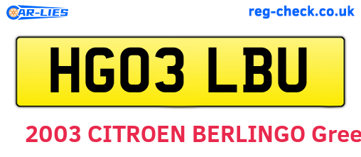 HG03LBU are the vehicle registration plates.