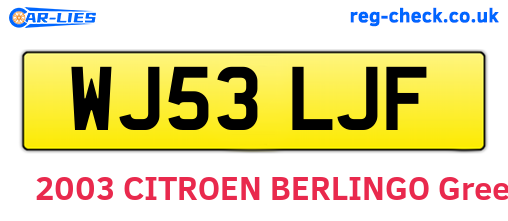 WJ53LJF are the vehicle registration plates.