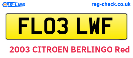 FL03LWF are the vehicle registration plates.