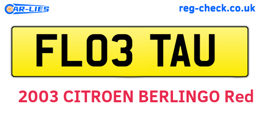 FL03TAU are the vehicle registration plates.