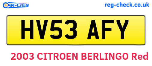 HV53AFY are the vehicle registration plates.