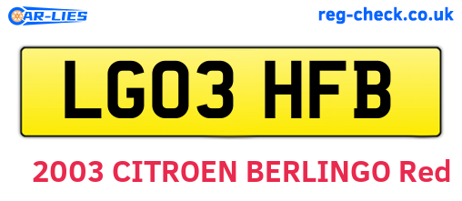 LG03HFB are the vehicle registration plates.