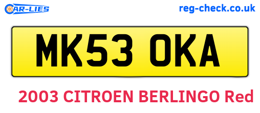 MK53OKA are the vehicle registration plates.