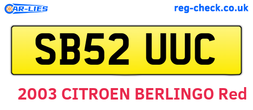SB52UUC are the vehicle registration plates.