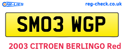 SM03WGP are the vehicle registration plates.