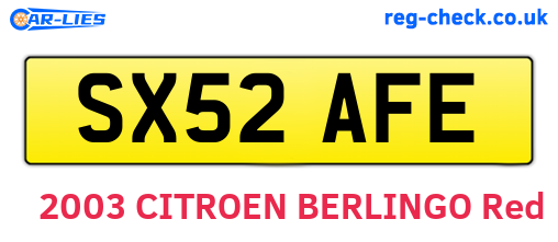 SX52AFE are the vehicle registration plates.