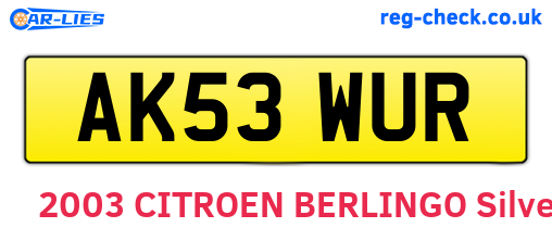 AK53WUR are the vehicle registration plates.