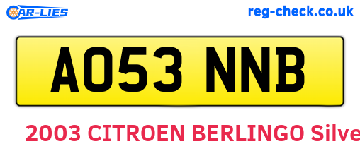 AO53NNB are the vehicle registration plates.