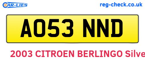 AO53NND are the vehicle registration plates.