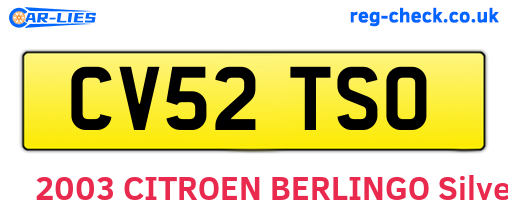 CV52TSO are the vehicle registration plates.