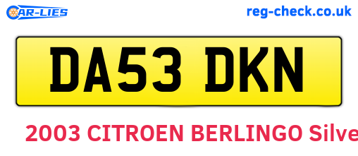 DA53DKN are the vehicle registration plates.