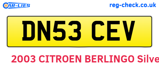 DN53CEV are the vehicle registration plates.