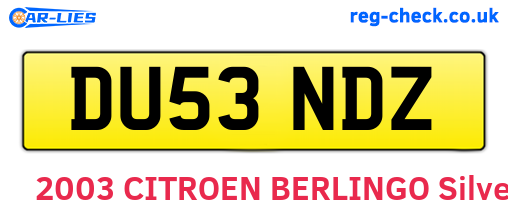 DU53NDZ are the vehicle registration plates.