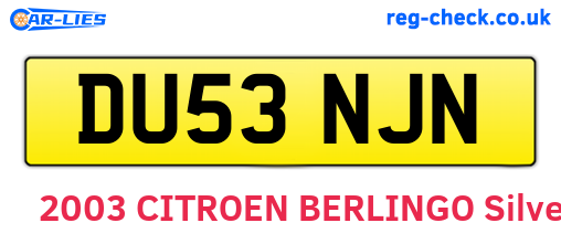 DU53NJN are the vehicle registration plates.