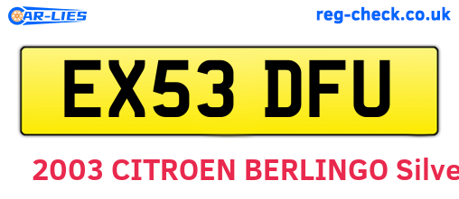 EX53DFU are the vehicle registration plates.