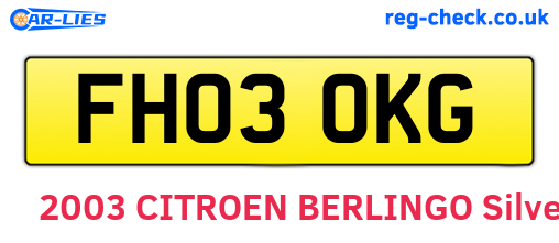 FH03OKG are the vehicle registration plates.