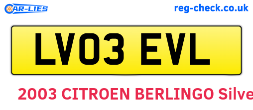 LV03EVL are the vehicle registration plates.