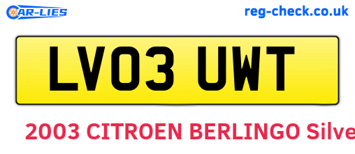 LV03UWT are the vehicle registration plates.