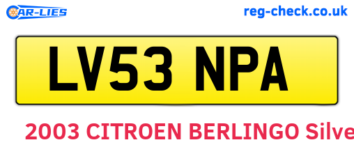 LV53NPA are the vehicle registration plates.