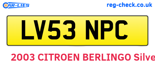 LV53NPC are the vehicle registration plates.