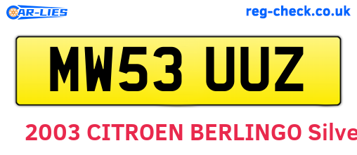 MW53UUZ are the vehicle registration plates.