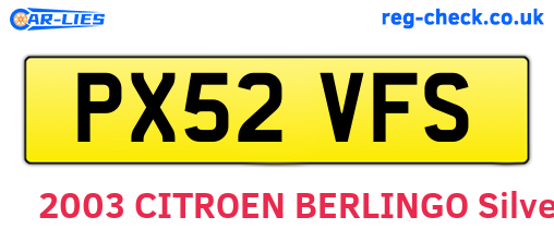 PX52VFS are the vehicle registration plates.