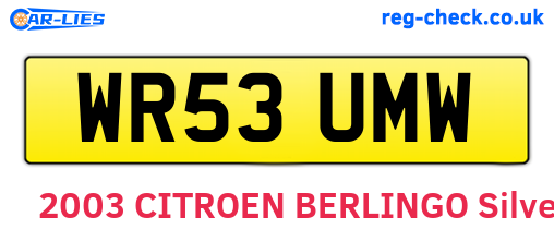 WR53UMW are the vehicle registration plates.