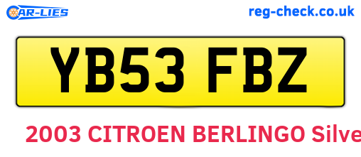 YB53FBZ are the vehicle registration plates.