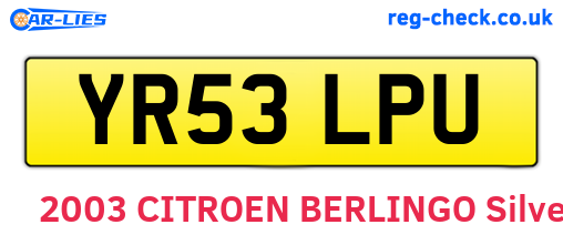 YR53LPU are the vehicle registration plates.