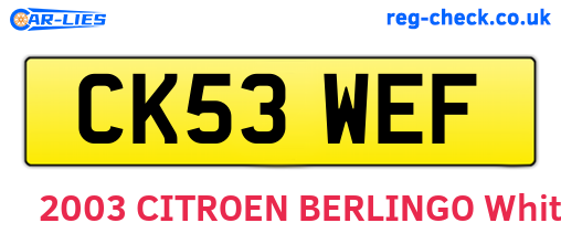 CK53WEF are the vehicle registration plates.