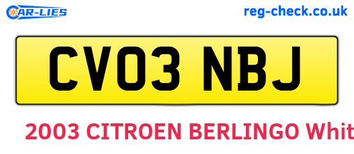 CV03NBJ are the vehicle registration plates.