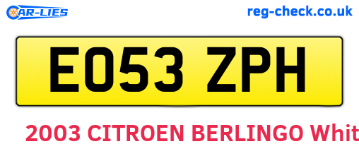 EO53ZPH are the vehicle registration plates.