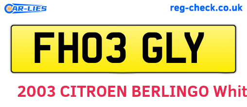 FH03GLY are the vehicle registration plates.