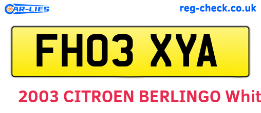FH03XYA are the vehicle registration plates.